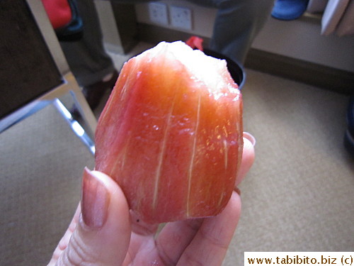 C said I'm the only person in the world to peel rose apples (but their skin is bitter!)