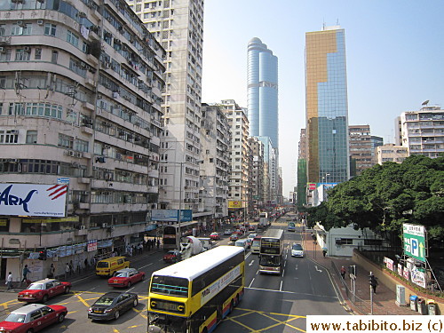Modern highrise buildings amongst old rundown buildings in Mongkok
