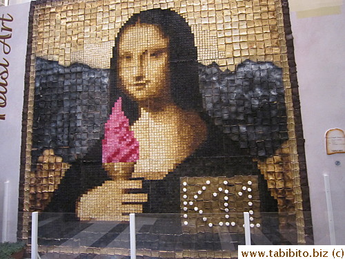 An art piece made of colored toasts