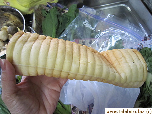 The loaf of bread was squashed during storage in Kowloon Hotel (but still edible)