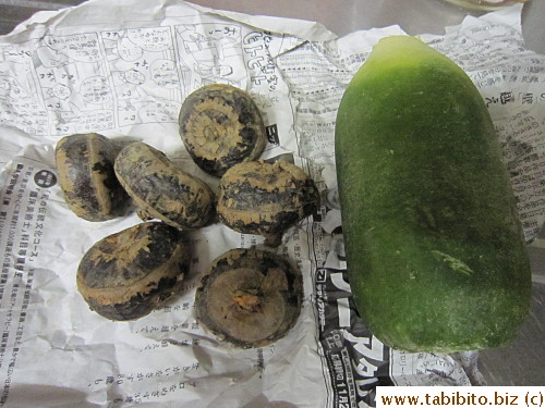 Also bought some fresh water chestnuts and a green carrot 