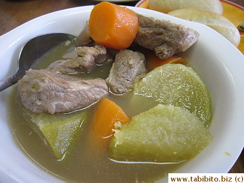 Green and red carrots and pork rib soup, a classic Chinese long soup
