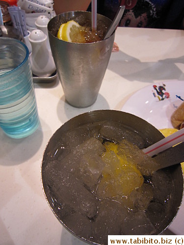 Iced tea with the set (HK$31/US$4), Sprite with lemon HK$18/US$2.3