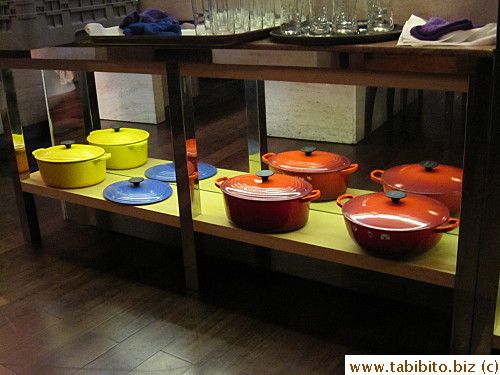 The restaurant serves some of their dishes in Le Creuset casseroles,