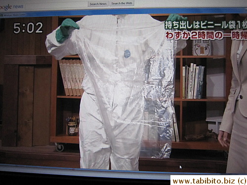 Each person is given a 70-cm square plastic bag to pack stuff from the home