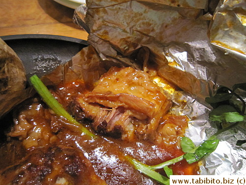 Demi-glace sauce with a tiny bit of beef 