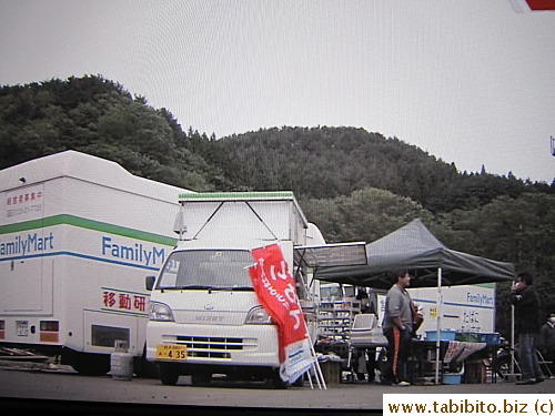 Mobile convenience stores are also in operation such as this one (Family Mart)