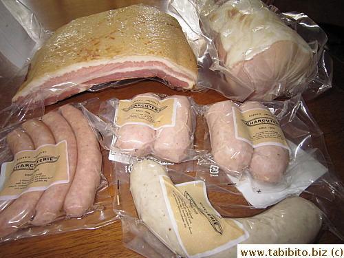 Bacon, ham and sausages
