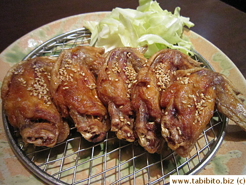 Chicken wings 504Yen/US$6.3 (we ordered them sweet and they WERE sweet)