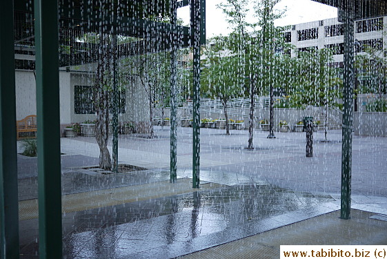An area with water fountains