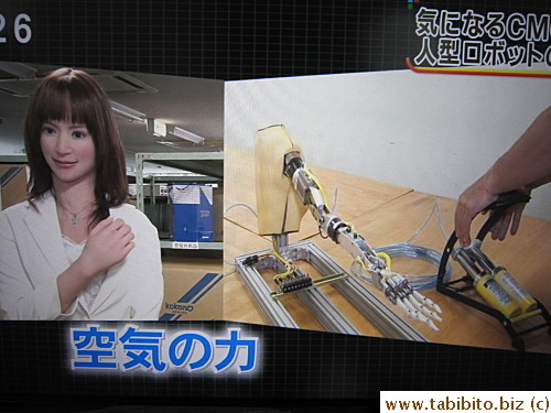Her arm movements are controlled by hydraulics and stuff