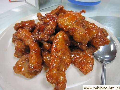 We ordered a dinner set for 4 which included 3 dishes of choice from a list.  I chose sweet and sour pork chop (sooooo delicious)