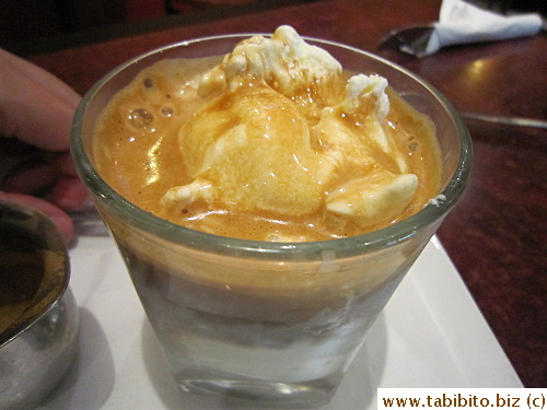 He loved it (espresso over vanilla ice cream)