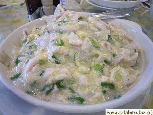 Pork or chicken over rice noodles (very delicious)