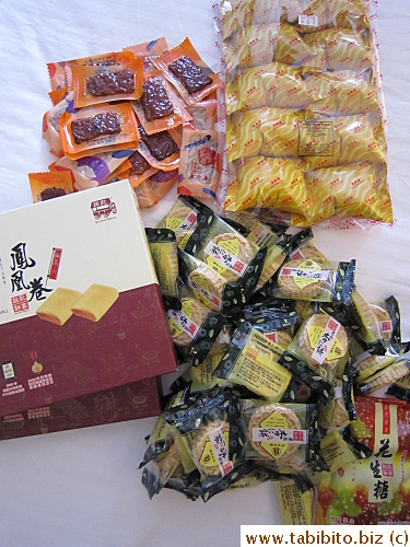 Must-buy for us: Koi Kee pheonix rolls and almond cookies, roasted pork and pork floss from Bee Cheng Hiang