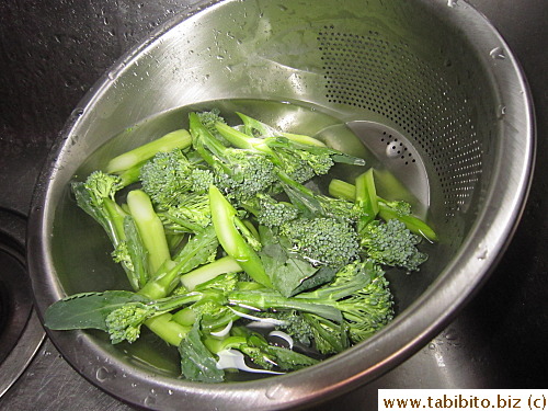 Testing the bowl: washing vegies in it