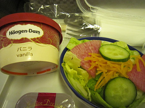 Ice cream, garden salad