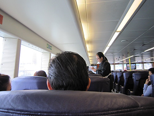 As soon as most are seated, a staff goes around to take food orders from passengers
