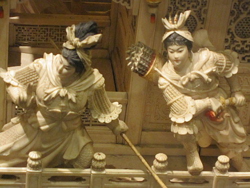 One of the two women sculptures