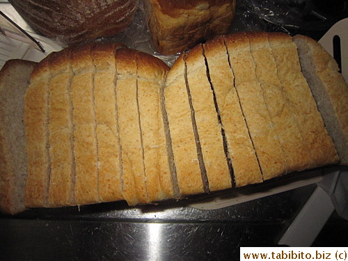 Whole wheat bread sliced up for the freezer