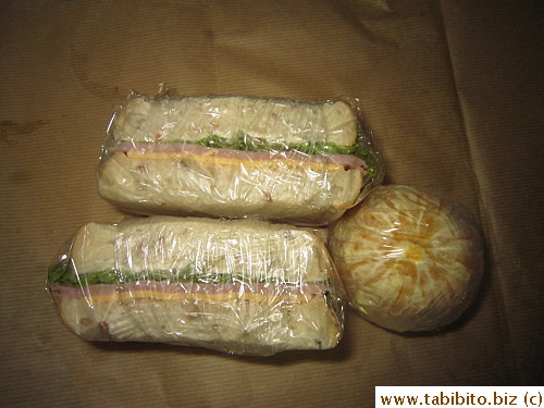 Ham and cheese sandwich, orange