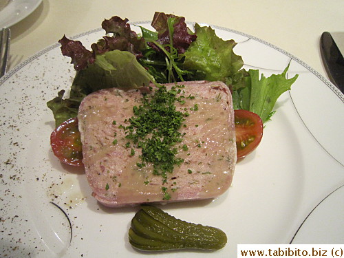 First course for the Casual Lunch: Terrine de Campagne (the one we ate in Paris was far better)