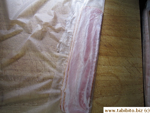 Fold over the end to cover the bacon