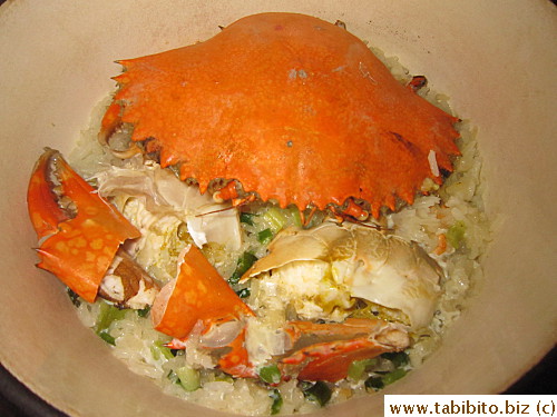 After twenty minutes, crab rice