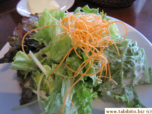 Every main dish comes with salad