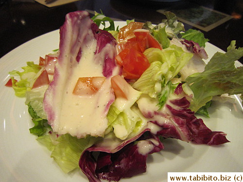 Burger came with salad (tasty dressing but overkill)