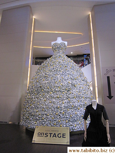 Giant gown made of branches and balls in Hysan Place