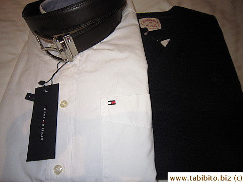 Brooks Brothers sweater, Tommy shirt and belt for KL