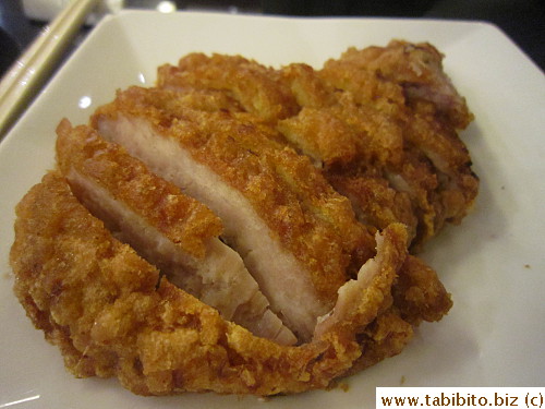 Pork chop served separately to retain crispiness and yummy