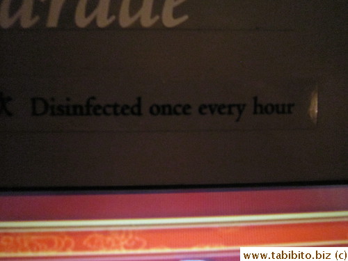 which are disinfected hourly!