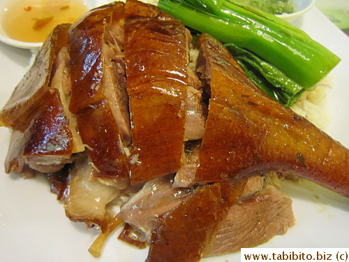 Roast goose leg rice set. It doesn't show on this photo but the leg was humongus and there was enough rice to feed two people underneath. Had we known that I would not have ordered the noodles