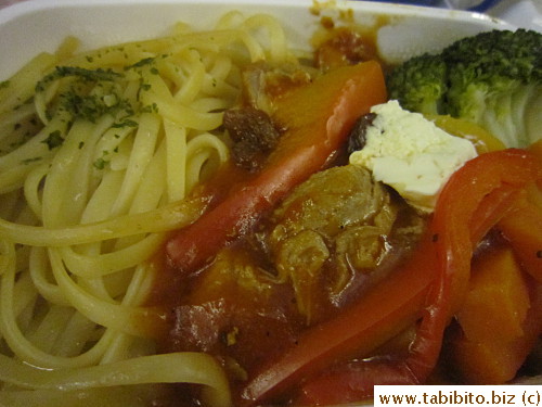 Pork goulash with linguini