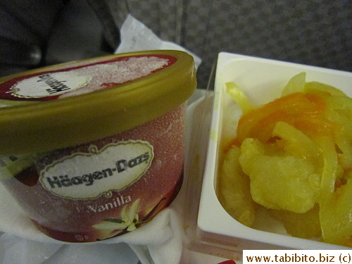 Ice cream was served with the meal. I guess three hours and fifteen minutes isn't a lot of flight time to play around