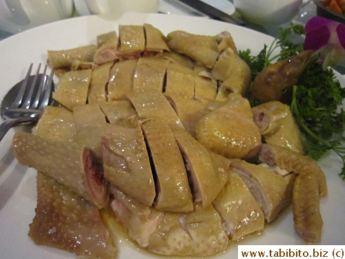 Steamed free range chicken