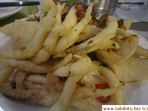 Salt and pepper white baits and cuttlefish