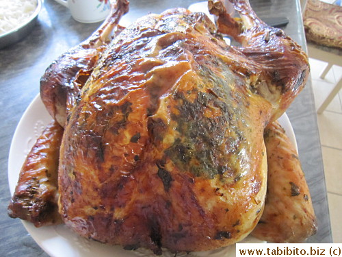 Stuffed herb and garlic butter under the skin