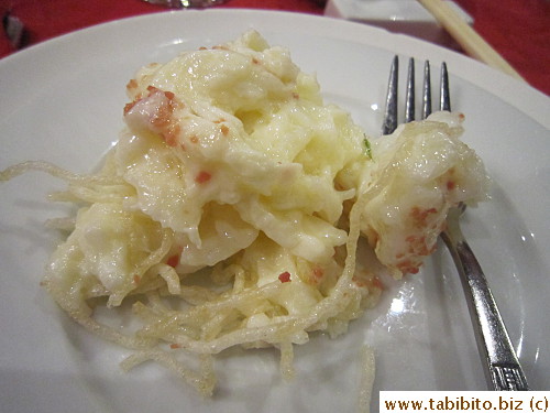 The most delicious dish of the night was this lobster stirfried with egg white