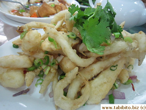 Salt and pepper white baits and cuttlefish