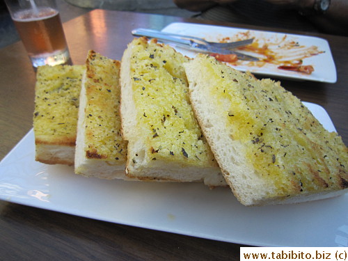 Garlic bread to mop up the mussel sauce