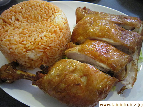 Fried chicken with red rice
