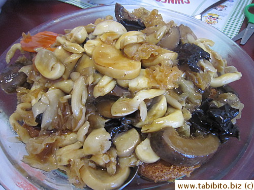 Tamago tofu with assorted mushrooms and fungus, yummy