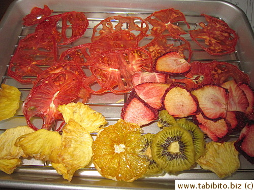 Dried a bunch of tomatoes and fruit