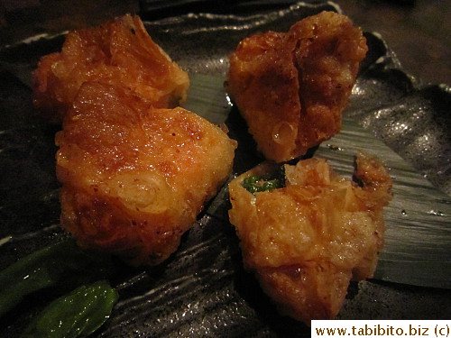 Deep-fried tofu skin-wrapped sea urchin, very good
