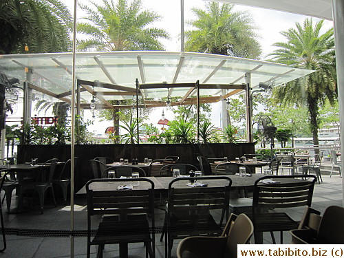 Our table was next to the glass wall overlooking the outside seating area