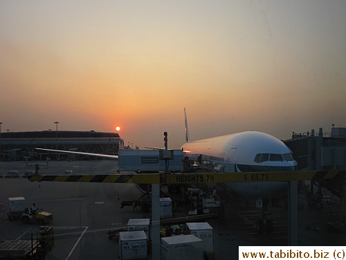 We landed in Hong Kong at sunset