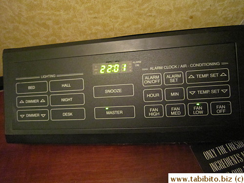 Control panel by the bed